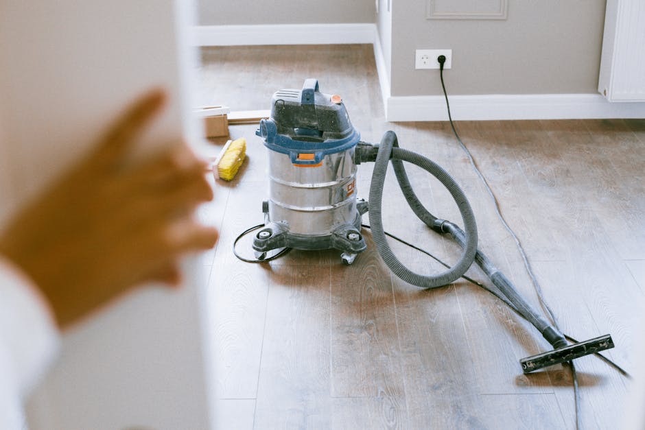 Industrial vacuum cleaner in a newly renovated apartment for a spotless finish.